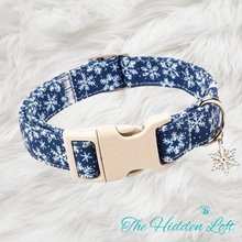 Load image into Gallery viewer, Blue Snowflake Dog Collar