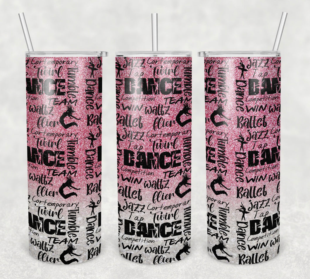 Glitter Dance Word Tumbler