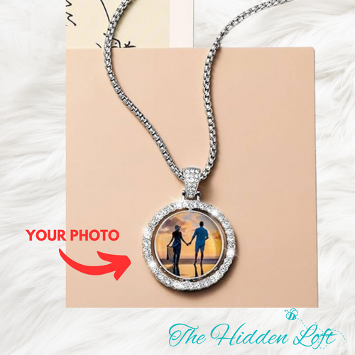 Double Sided Round Photo Necklace