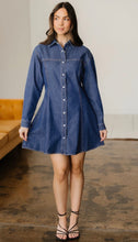 Load image into Gallery viewer, Denim Flared Shirt Dress