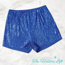 Load image into Gallery viewer, Youth Sequin Shorts-Royal Blue