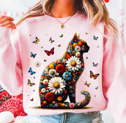 Floral Cat Sweatshirt