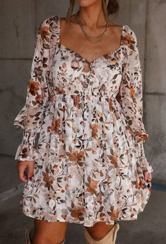 White Fall Floral Dress