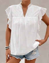 Load image into Gallery viewer, White Swiss Dot Short Sleeve Blouse