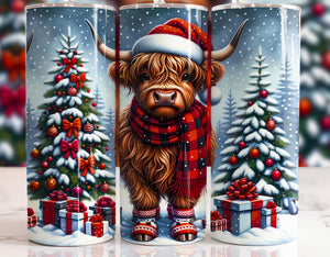 Christmas Highland Cow Tumbler