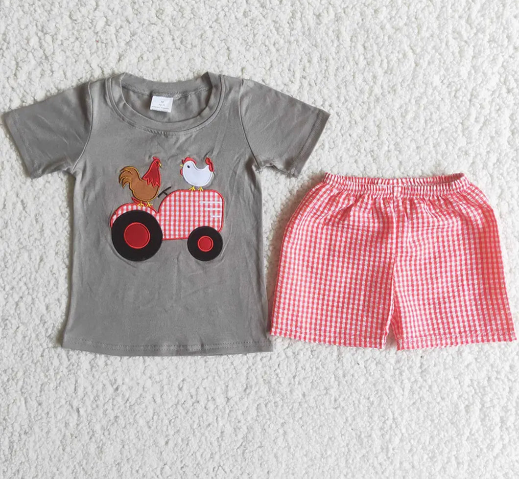 Boy’s Farm Tractor Shorts Outfit