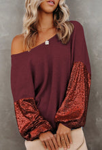 Load image into Gallery viewer, Sequin Sleeve Open Back Knit