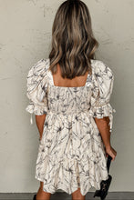 Load image into Gallery viewer, Cream Floral Puff Sleeve Dress