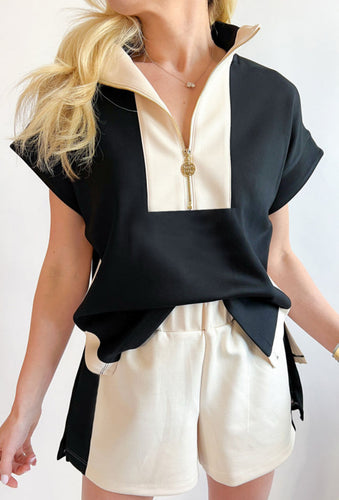 Quarter Zip Shorts Set