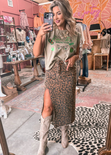 Denim Leopard Skirt