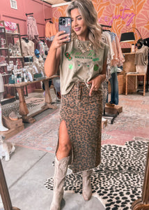 Denim Leopard Skirt