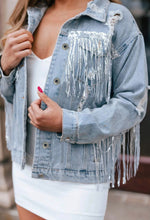 Load image into Gallery viewer, Sequin Fringe Denim Jacket
