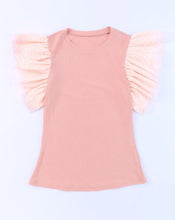 Load image into Gallery viewer, Dotty Mesh Ruffle Sleeve Ribbed Top