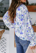 Load image into Gallery viewer, Blue Floral Smocked Blouse
