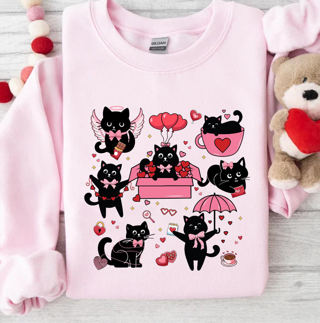 Valentine Cats Sweatshirt