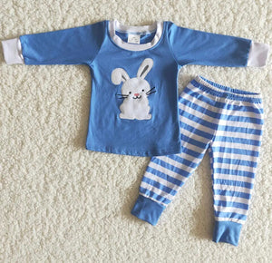 Blue Long Sleeve Easter Pajamas