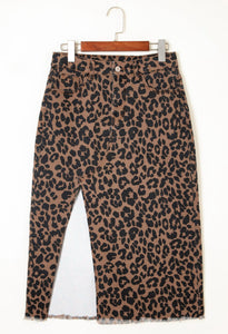 Denim Leopard Skirt