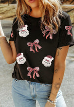 Load image into Gallery viewer, Sequin Santa &amp; Bows T-shirt