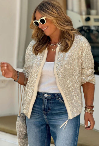 Champagne Sequin ZipUp Jacket