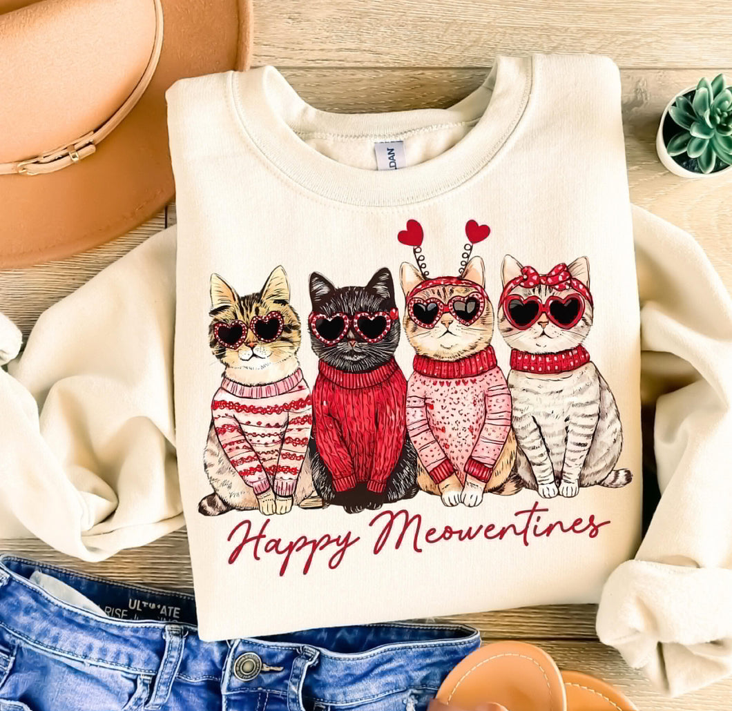 Happy Meowentines Valentine Cats Sweatshirt