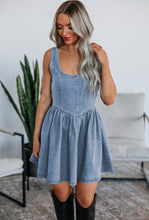 Load image into Gallery viewer, Women’s Bow Denim Dress