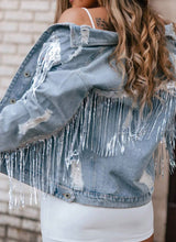 Load image into Gallery viewer, Sequin Fringe Denim Jacket