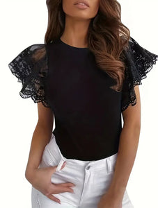 Lace Ruffle Sleeve Top