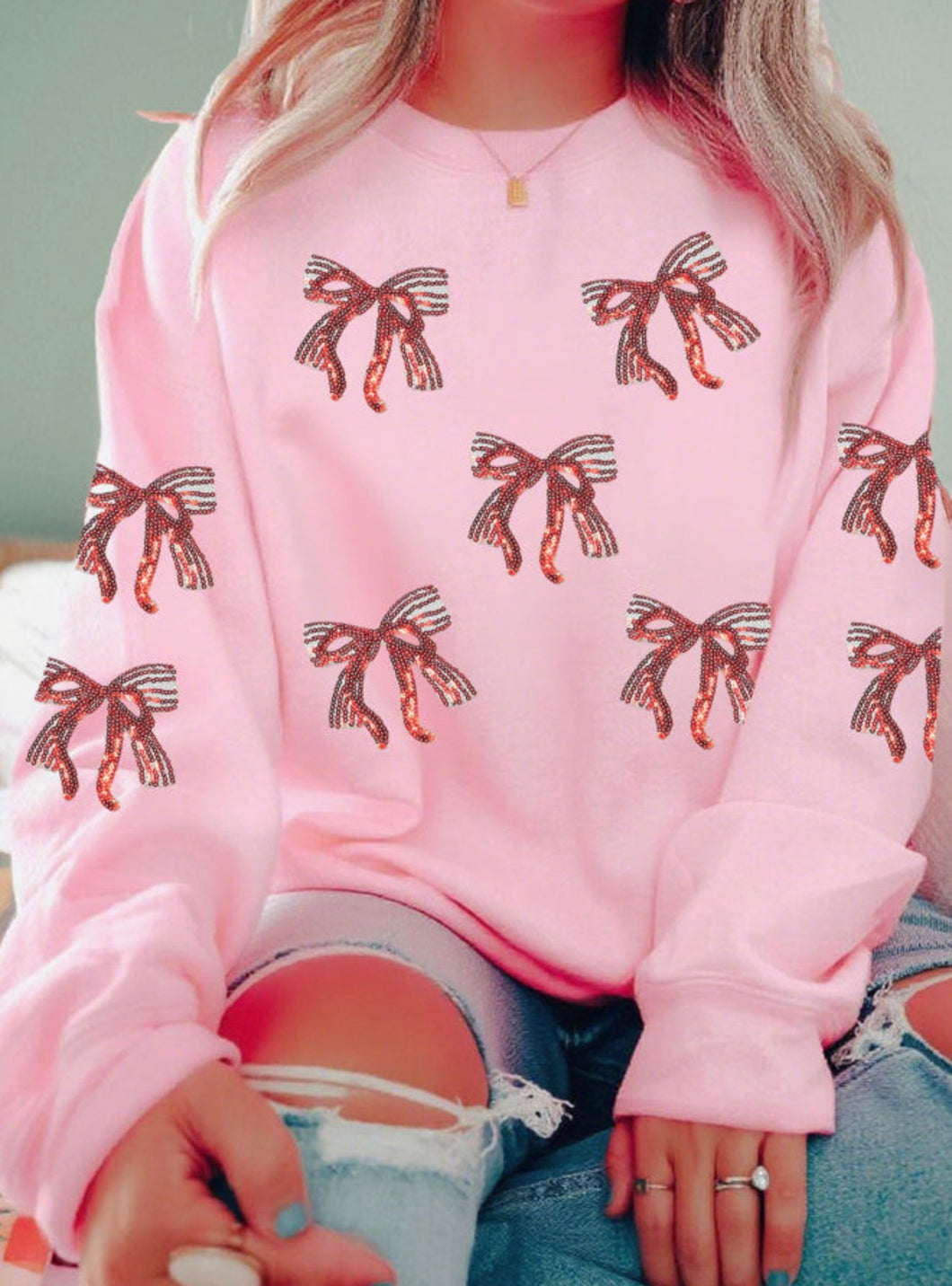 Sequin Bow Sweatshirt