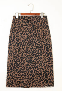 Denim Leopard Skirt