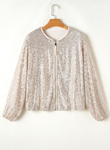 Load image into Gallery viewer, Champagne Sequin ZipUp Jacket