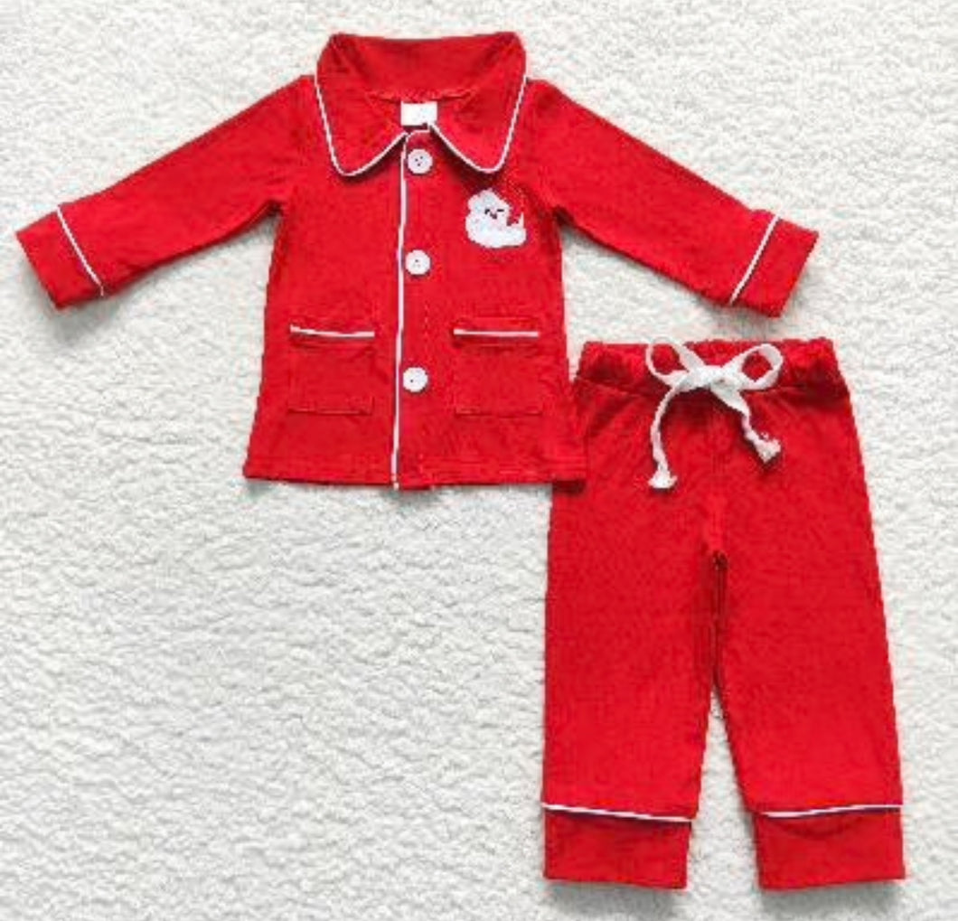 Boy’s Embroidered Santa Pajamas