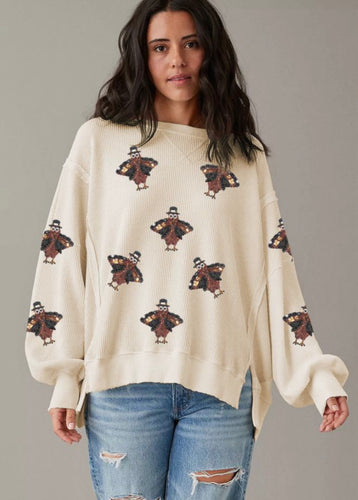 Sequin Turkey Waffle Knit Top