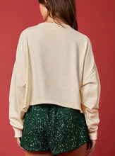 Load image into Gallery viewer, Sequin Christmas Lights Cropped Sweatshirt- Cream