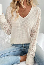 Load image into Gallery viewer, Lace Sleeve Waffle Top