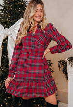 Load image into Gallery viewer, Plaid Ruffle Hem Dress