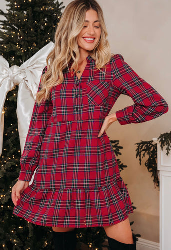 Plaid Ruffle Hem Dress