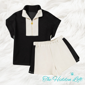 Quarter Zip Shorts Set
