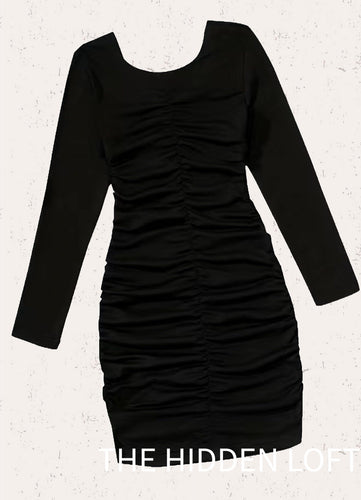 Ruched Black Dress