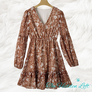 Brown Floral Boho Dress