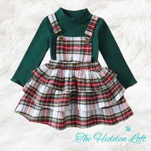 Load image into Gallery viewer, Flannel Plaid Bib Overall Dress