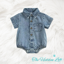 Load image into Gallery viewer, Denim Baby Romper