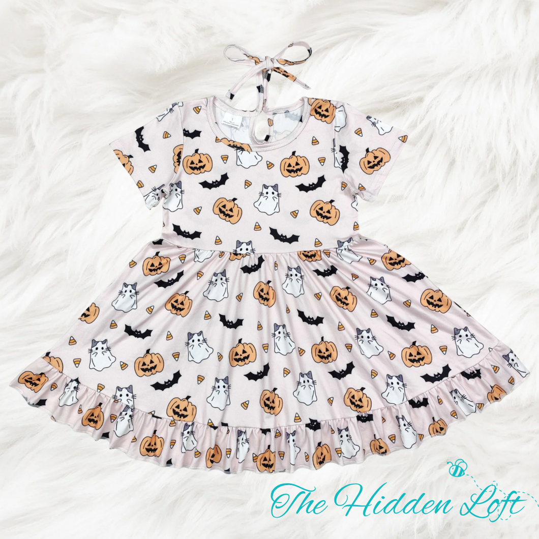 Cat Print Halloween Dress