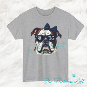 Bulldog with Navy Bow T-shirt