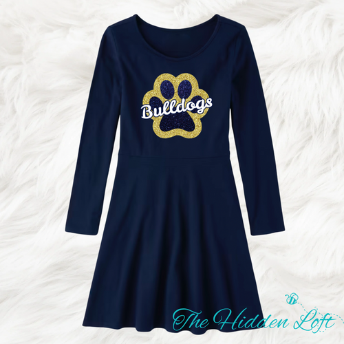 Bulldogs Paw Long Sleeve Dress