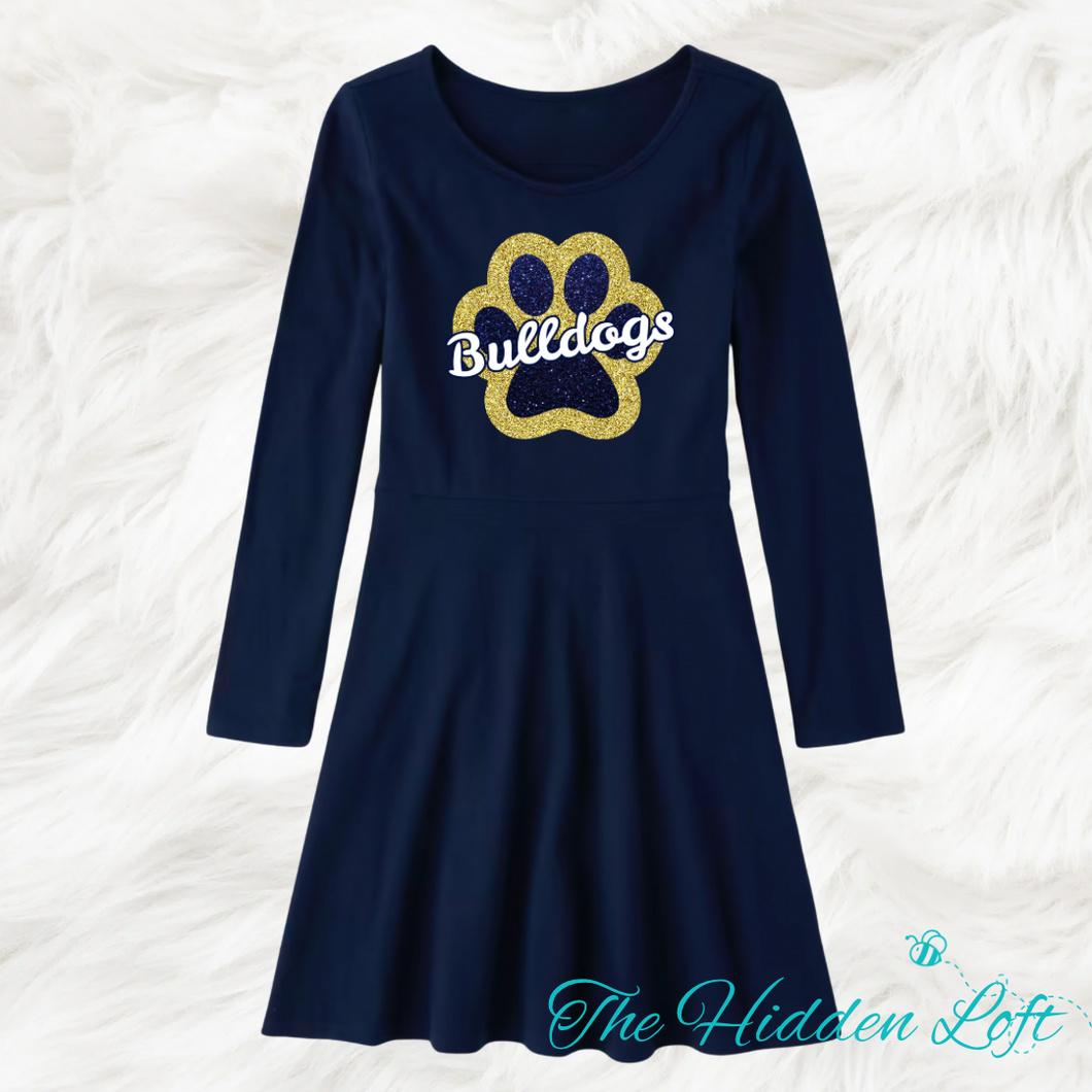 Bulldogs Paw Long Sleeve Dress