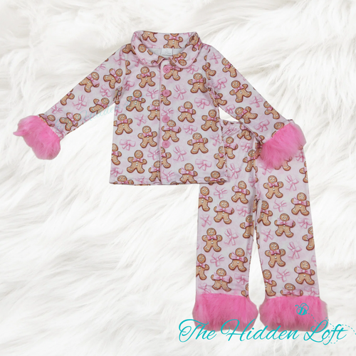 Girls Pink Gingerbread Pajamas
