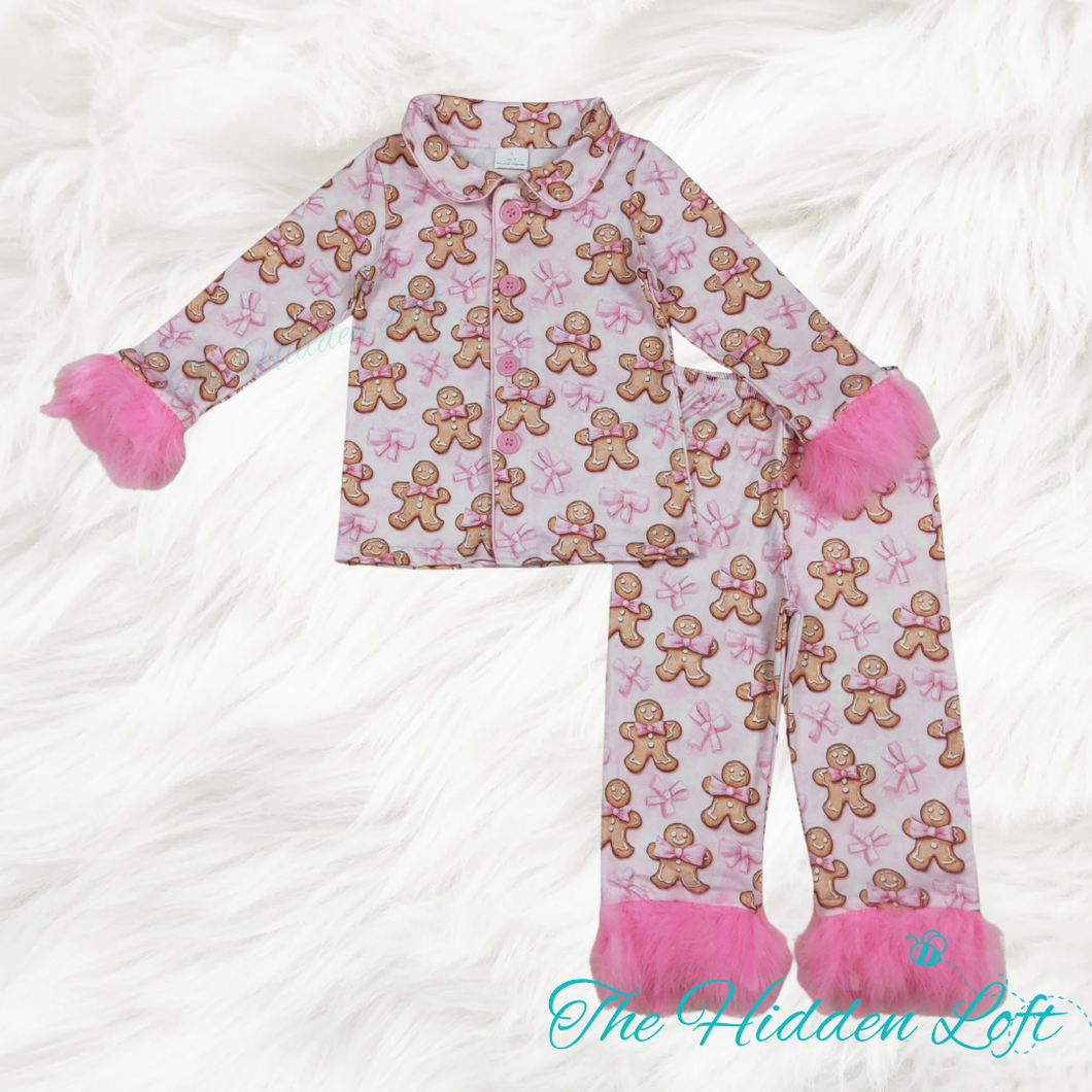 Girls Pink Gingerbread Pajamas