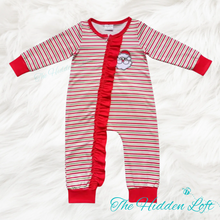 Load image into Gallery viewer, Christmas Stripe Baby Rompers