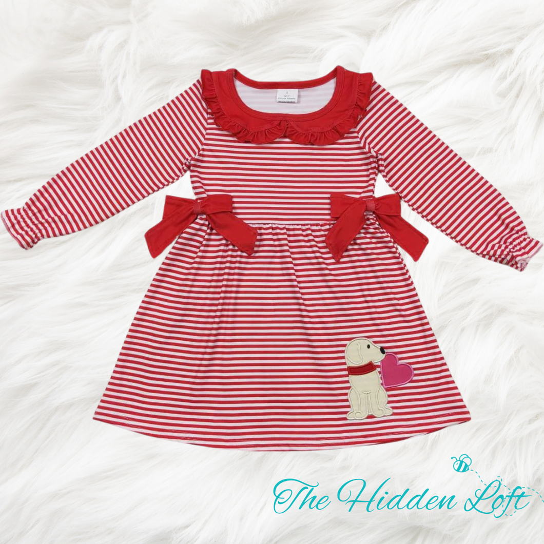 Valentine Pup Stripe Dress