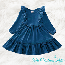 Load image into Gallery viewer, Blue Velvet Dress